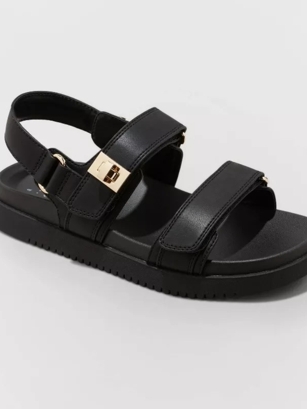 Womens Size 11 Black Vegan Leather Chunky Soul Sandals